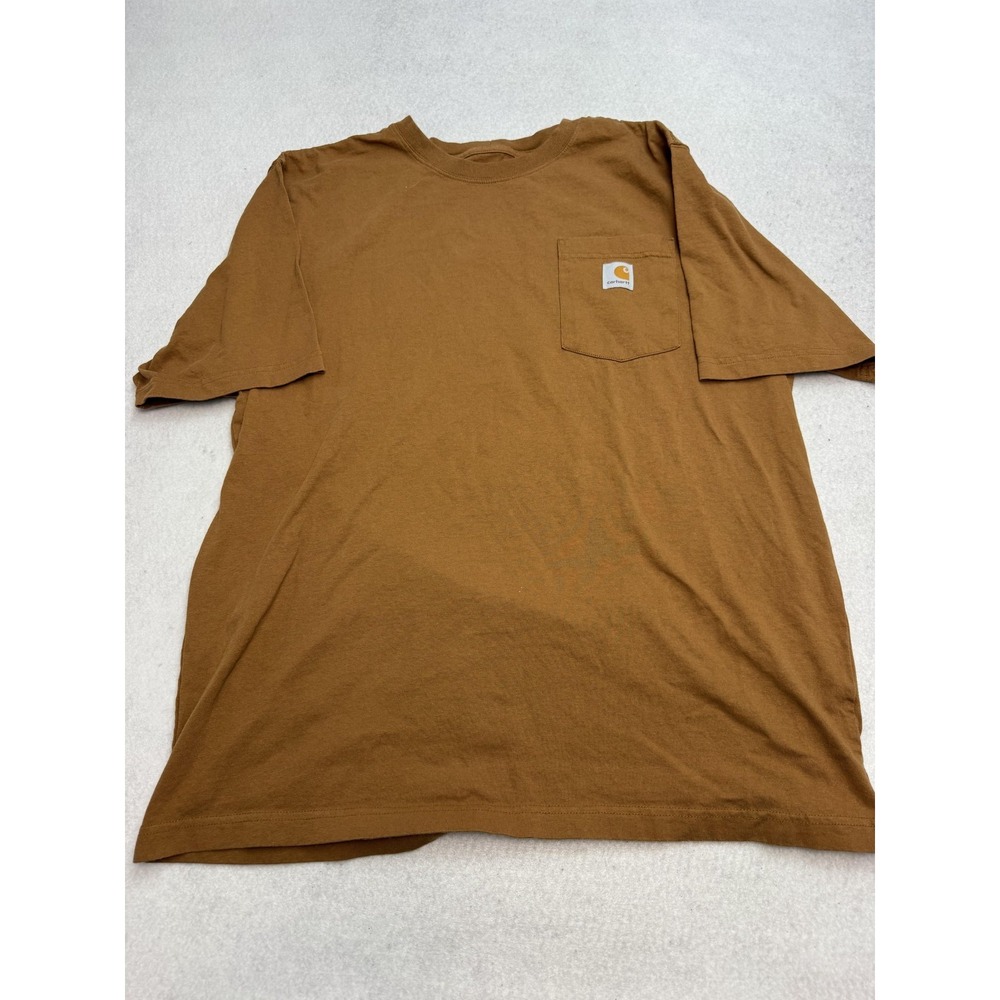 Carhartt Shirt Mens Large Brown K87 Loose Fit Pocket Work Cotton Crewneck‎ Tee